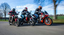Aprilia Tuono 660/Triumph Trident 660/Honda CB 650 R Vergleichstest