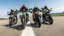 BMW S 1000 R, Ducati Streetfighter V4 S, KTM 1290 Super Duke R, Triumph Speed Triple 1200 RS Vergleichstest