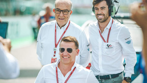 Carmelo Ezpeleta, Dorna Sports CEO, Pit Beirer & Carlos Ezpeleta Dorna Sports MD