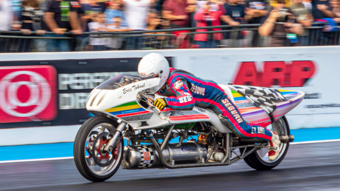 Eric Teboul Rocketman Raketenmotorrad Viertelmeile Dragster-Weltrekord 09/2022