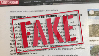 Fake-News zum Lärmfahrverbot in Österreich im Internet aufgetaucht.