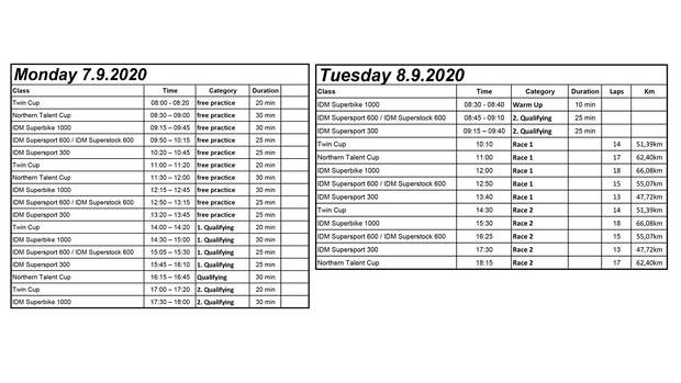 IDM 2020 Zeitplan Sachsenring 2020