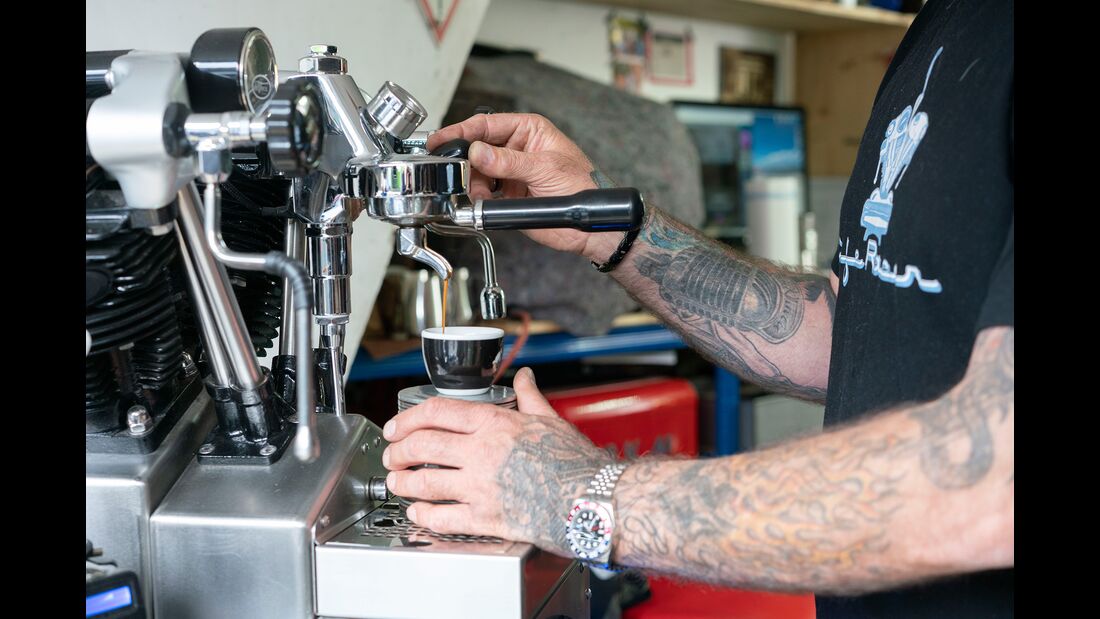 Kaffeemaschine Da Vincie "Motormaschine" im Harley-Davidson-Style
