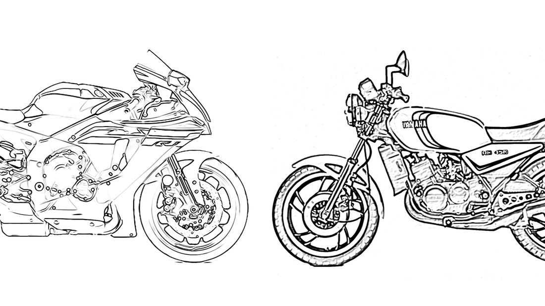 Yamaha-Motorräder zum Ausmalen - Bilder und Vorlagen.