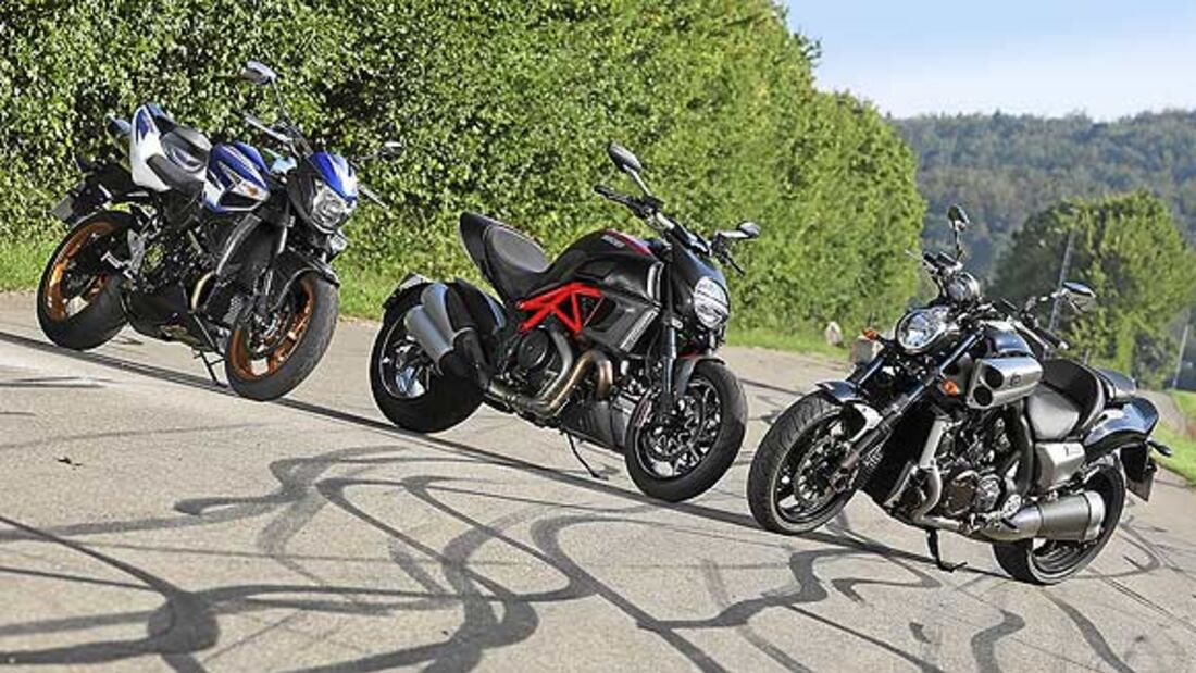 Ducati Diavel, Suzuki B-King und Yamaha Vmax