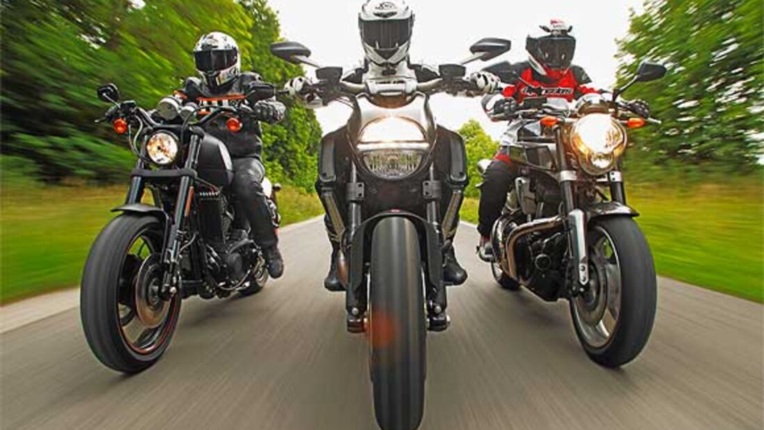Big Bikes von Harley-Davidson, Ducati und Yamaha im Test