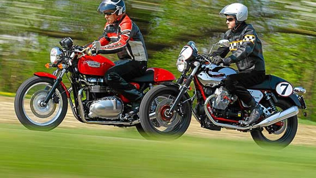 Triumph Thruxton gegen Moto Guzzi V7 Racer