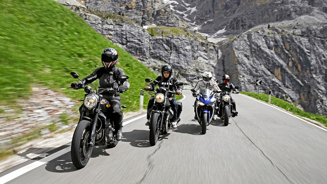 Ducati Scrambler, Kawasaki Vulcan S, Moto Guzzi V7 II, Yamaha YZF-R3