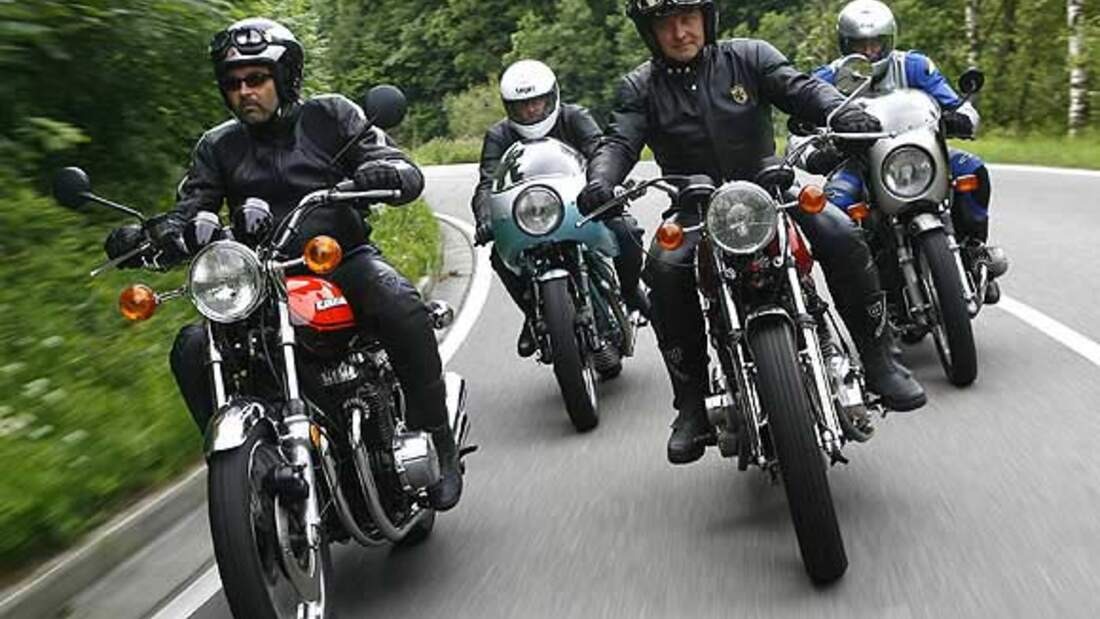 BMW R 90 S, BSA Rocket 3, Ducati 750 SS und Kawasaki 900 Z1