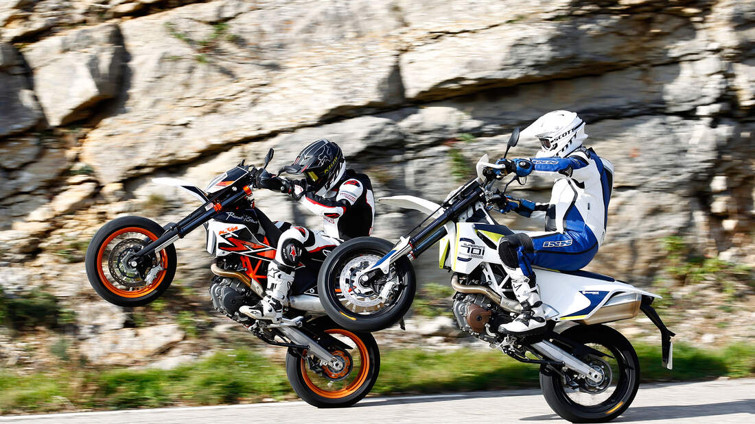 Husqvarna 701 Supermoto und KTM 690 SMC R im Vergleichstest