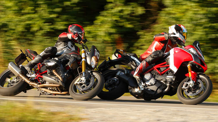 Vergleichstest Wunderlich Bmw R 1200 R Ducati Multistrada 1260 Pikes Peak Motorradonline De
