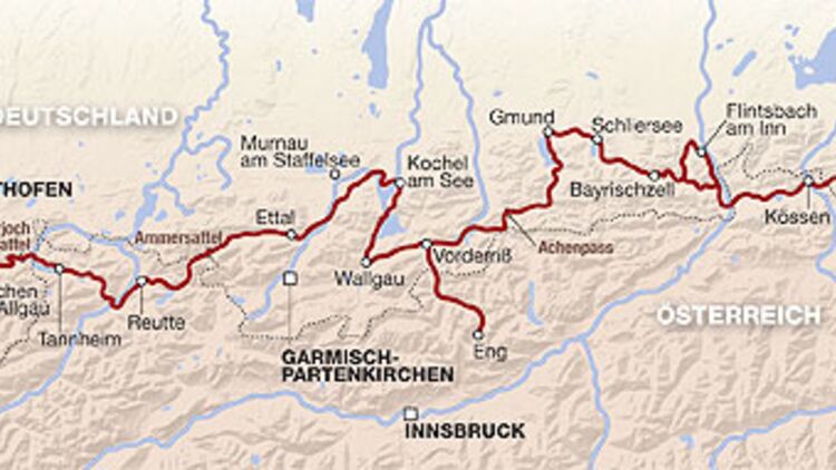 Deutsche Alpenstraße Motorrad Karte | Griechenland Karte